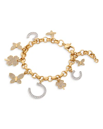 KATE SPADE KATE SPADE NEW YORK PAVE LUCKY CHARM STATEMENT BRACELET IN TWO TONE