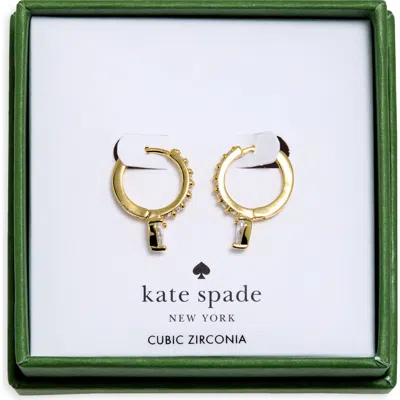 Kate Spade New York Pave Trio Prong Huggie Hoop Earrings In Gold