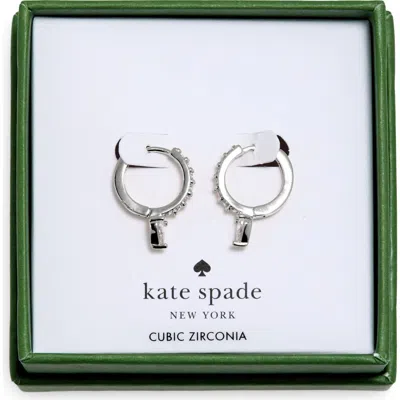 Kate Spade New York Pave Trio Prong Huggie Hoop Earrings In Metallic