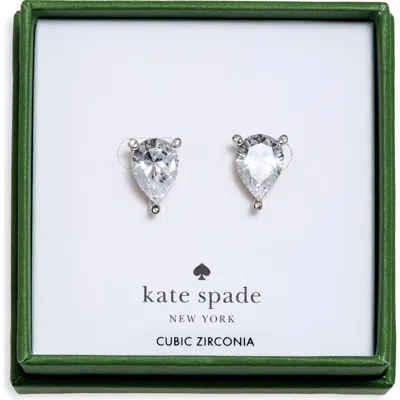 Kate Spade New York Pear Cubic Zirconia Trio Prong Stud Earrings In Silver
