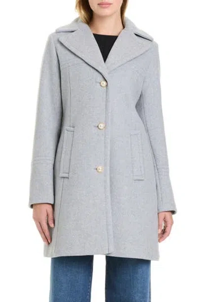 Kate Spade New York Pearl Button Wool Blend Coat In Gray