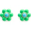Kate Spade Gold-tone Petal Puff Floral Stud Earrings In Green Multi/gold
