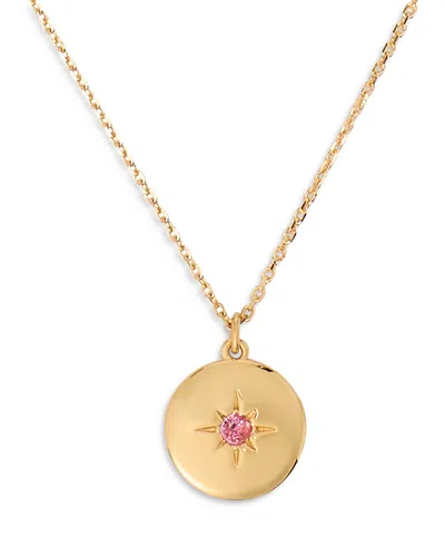 Kate Spade New York Pink Pave Star Medallion Pendant Necklace In Gold Tone, 16-19 In Pink/gold