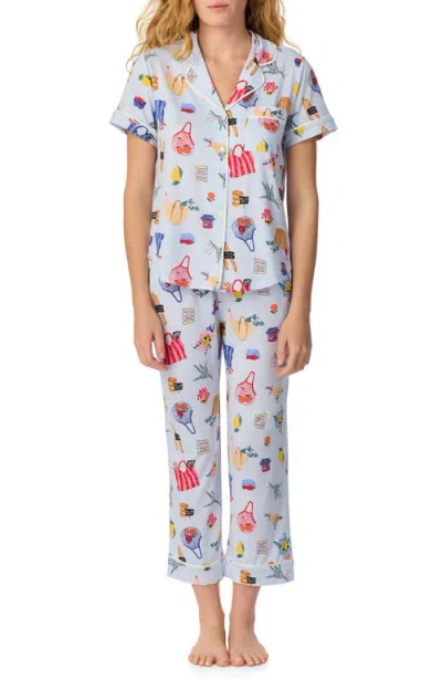 Kate Spade New York Piped Jersey Pajamas In Multi
