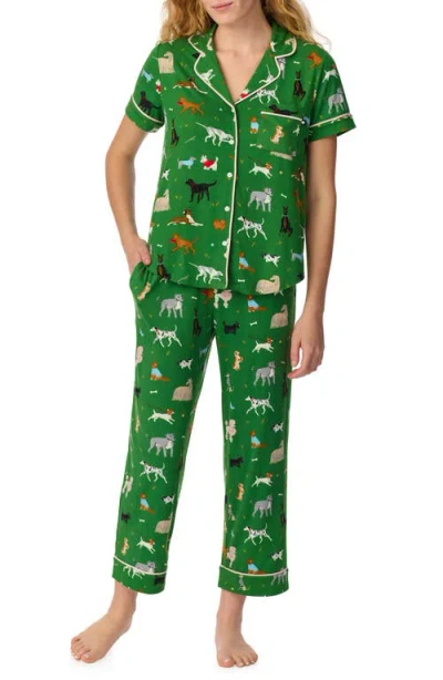 Kate Spade New York Piped Jersey Pajamas In Green
