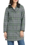 Kate Spade New York Plaid Short Rain Coat In Gray