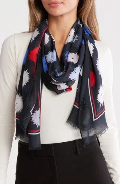 Kate Spade New York Pop Flower Oblong Scarf In Black