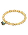 Kate Spade Gold-tone Stone Charm Beaded Stretch Bracelet In Blue/gold