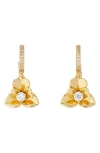 Kate Spade New York Precious Pansy Drop Huggie Earrings In Gold.