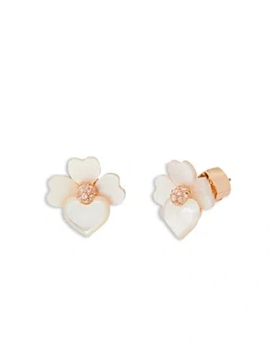 Kate Spade New York Precious Pansy Stud Earrings In Cream/rose Gold