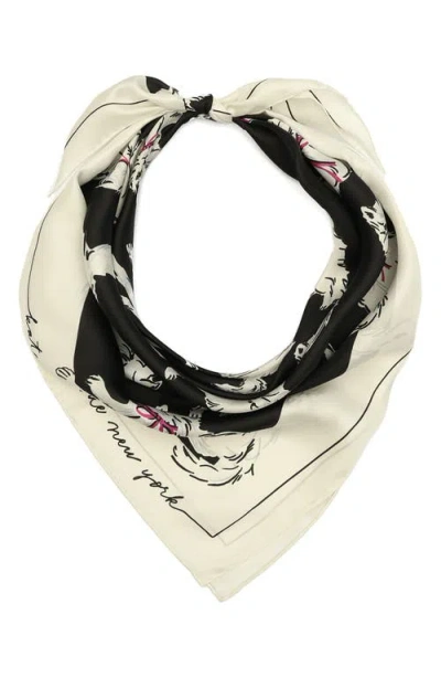 Kate Spade New York Pretty Kitty Silk Square Scarf In Black/cream