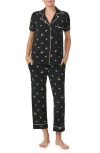 Kate Spade New York Print Crop Pajamas In Black Multi