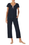 Kate Spade New York Print Crop Pajamas In Black Pt