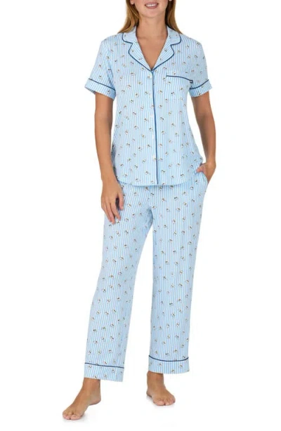 Kate Spade New York Print Crop Pajamas In Blue