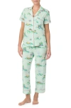 Kate Spade New York Print Crop Pajamas In Green Print