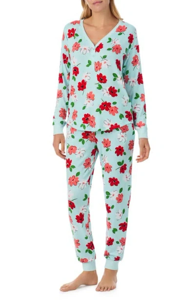 Kate Spade New York Print Henley Pajamas In Blue
