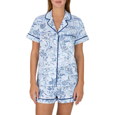 Kate Spade New York Print Short Pajamas In Blue