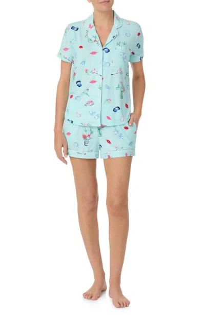 Kate Spade New York Print Short Pajamas In Blue/print
