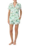 Kate Spade New York Print Short Pajamas In Green Print