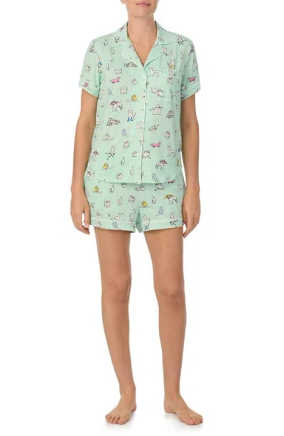 Kate Spade New York Print Short Pajamas In Green/novel