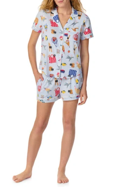 Kate Spade New York Print Short Sleeve Pajamas In Blue