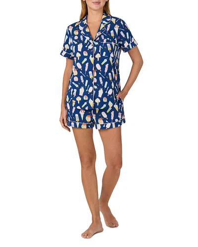 Kate Spade New York Printed Boxer Pajama Set In Blue