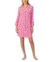 Kate Spade New York Printed Button Front Sleep Shirt In Pink
