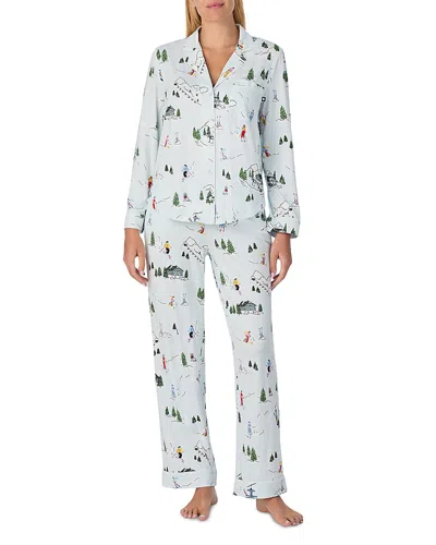Kate Spade New York Printed Long Pajama Set In Blue
