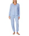 Kate Spade New York Printed Long Pajama Set In Blue