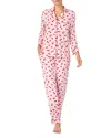 Kate Spade New York Printed Long Sleeve Pajama Set In Pink Ground Cherries