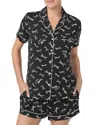 Kate Spade New York Printed Short Sleeve Boxer Pajama Set In Black/ivory