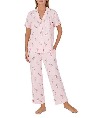 Kate Spade New York Printed Short Sleeve Long Pajama Set In Pink