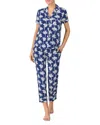 Kate Spade New York Printed Short Sleeve Pajama Set In Blue/white Tropical