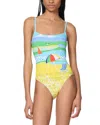 Kate Spade New York Printed Tie Back One Piece Swimsuit In Multi