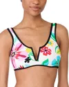 Kate Spade New York Printed V Wire Bikini Top In Cream