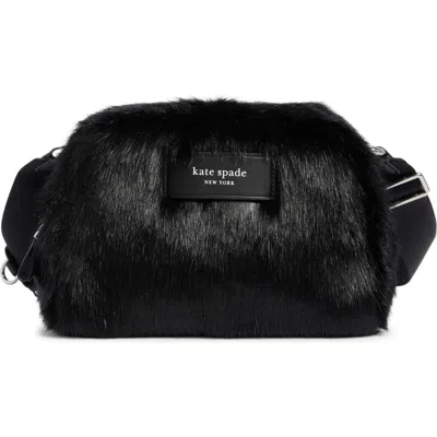 Kate Spade New York Puffed Faux Fur Crossbody Bag In Black