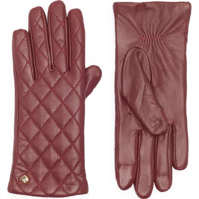 Kate Spade New York Quilted Spade Leather Gloves In Red