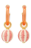 Kate Spade Gold-tone Raffia Charm Color Hoop Earrings In Pink Multi