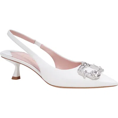 Kate Spade New York Renata Pointed Toe Kitten Heel Slingback Pump In White