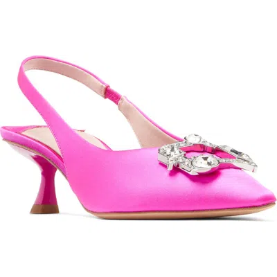 Kate Spade New York Renata Slingback Pointed Toe Kitten Heel Pump In Vivid Snapdragon