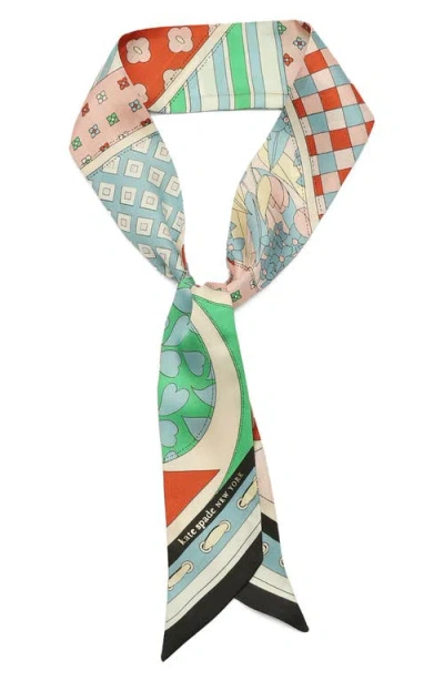 Kate Spade New York Repatched Silk Skinny Scarf In Multi