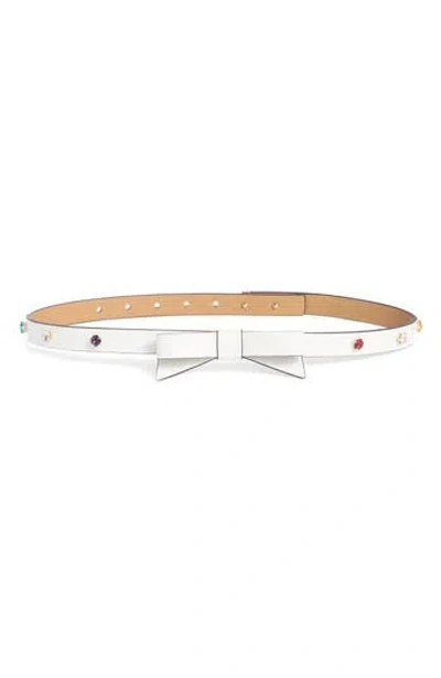 Kate Spade New York Rhinestone Bow Belt In White