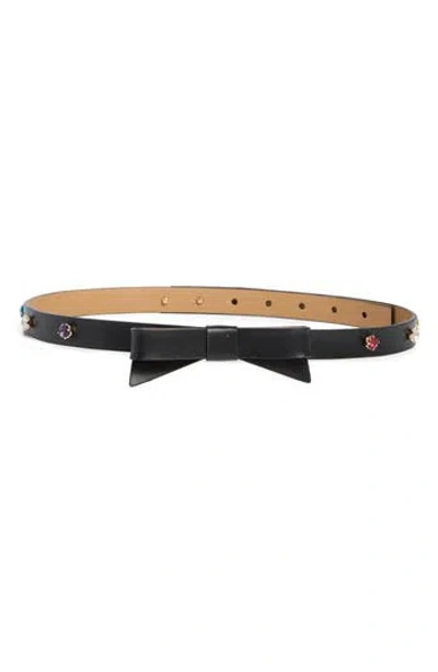 Kate Spade New York Rhinestone Bow Belt In Black