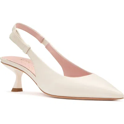 Kate Spade New York Riley Slingback Pointed Toe Kitten Heel Pump In Cream