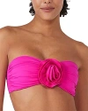 Kate Spade Womens Rosette Detail Convertible Bandeau Bikini Top High Waist Bikini Bottoms In Satsuma