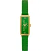Kate Spade Rosedale Green Leather Watch In Green/gold
