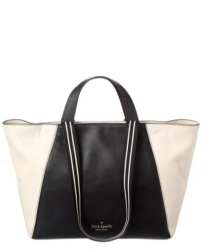 Kate Spade New York Rosie Colorblocked Pebbled Leather Large Tote In Black