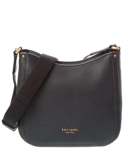 Kate Spade New York Roulette Pebbled Leather Medium Messenger Bag In Black