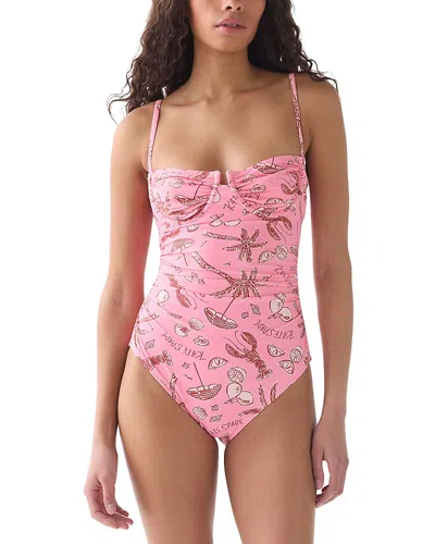Kate Spade New York Ruched One Piece Swimsuit In Pink