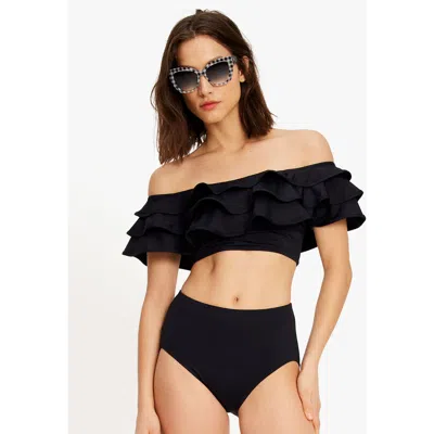Kate Spade New York Ruffle Bikini Top In Black